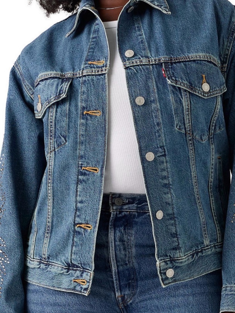 Levi's Women's Medium Blue Denim Jacket with Silver Buttons